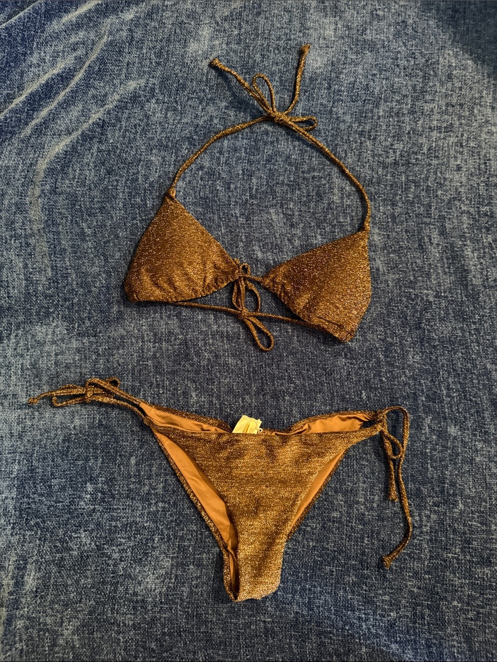 PHAX Shimmery Brown Tie String Bikini Set NWOT